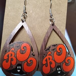 Halloween Teardrop Earrings with Ghost Design
